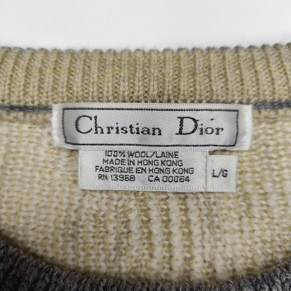 Vintage Christian Dior Sweater Wool Mens Size Large 3D Knit Grunge - Picture 4 of 5